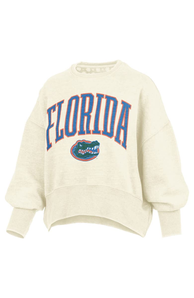 PRESSBOX Women's Pressbox Natural Florida Gators Oversized Waist-Length Crewneck Sweatshirt, Alternate, color, 