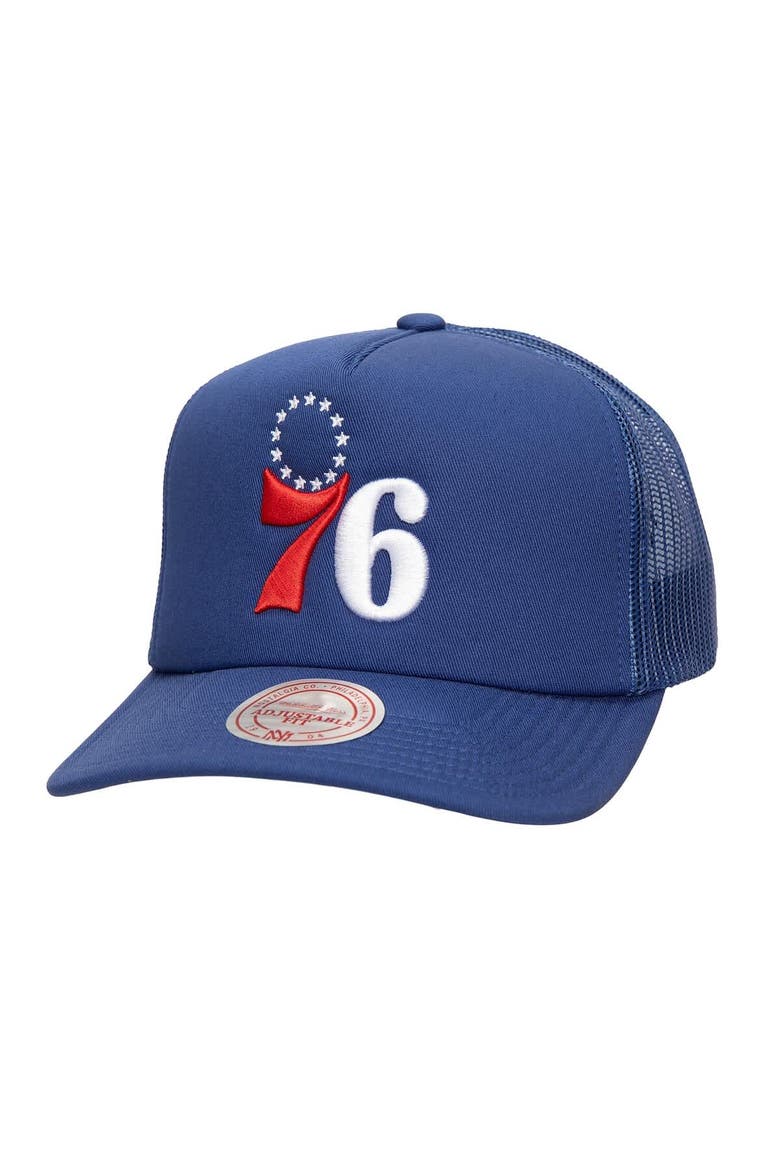 Men's Mitchell & Ness Royal Philadelphia 76ers Core Evergreen OTC Trucker Adjustable Hat, Main, color, Royal