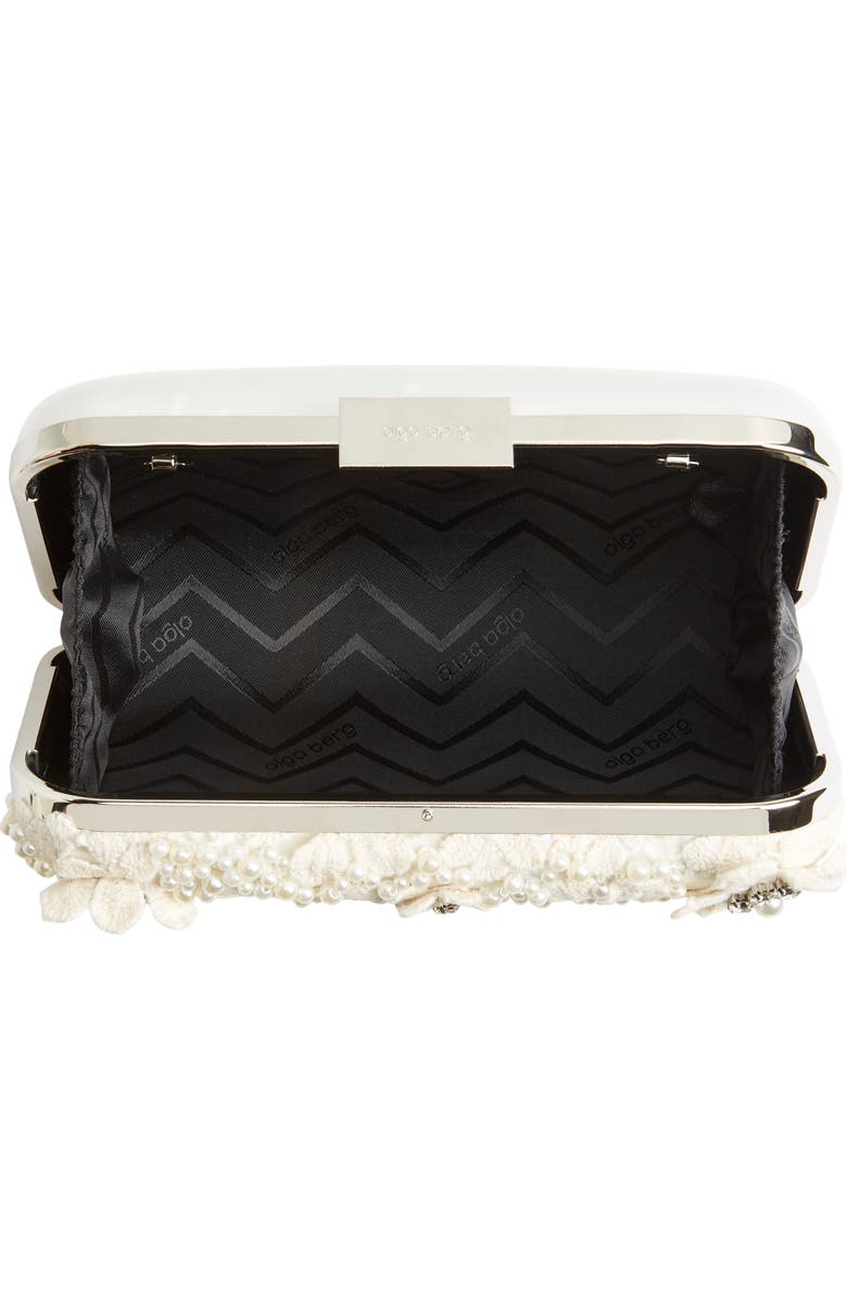 Olga Berg Beth Bead & Crystal Clutch, Alternate, color, Ivory