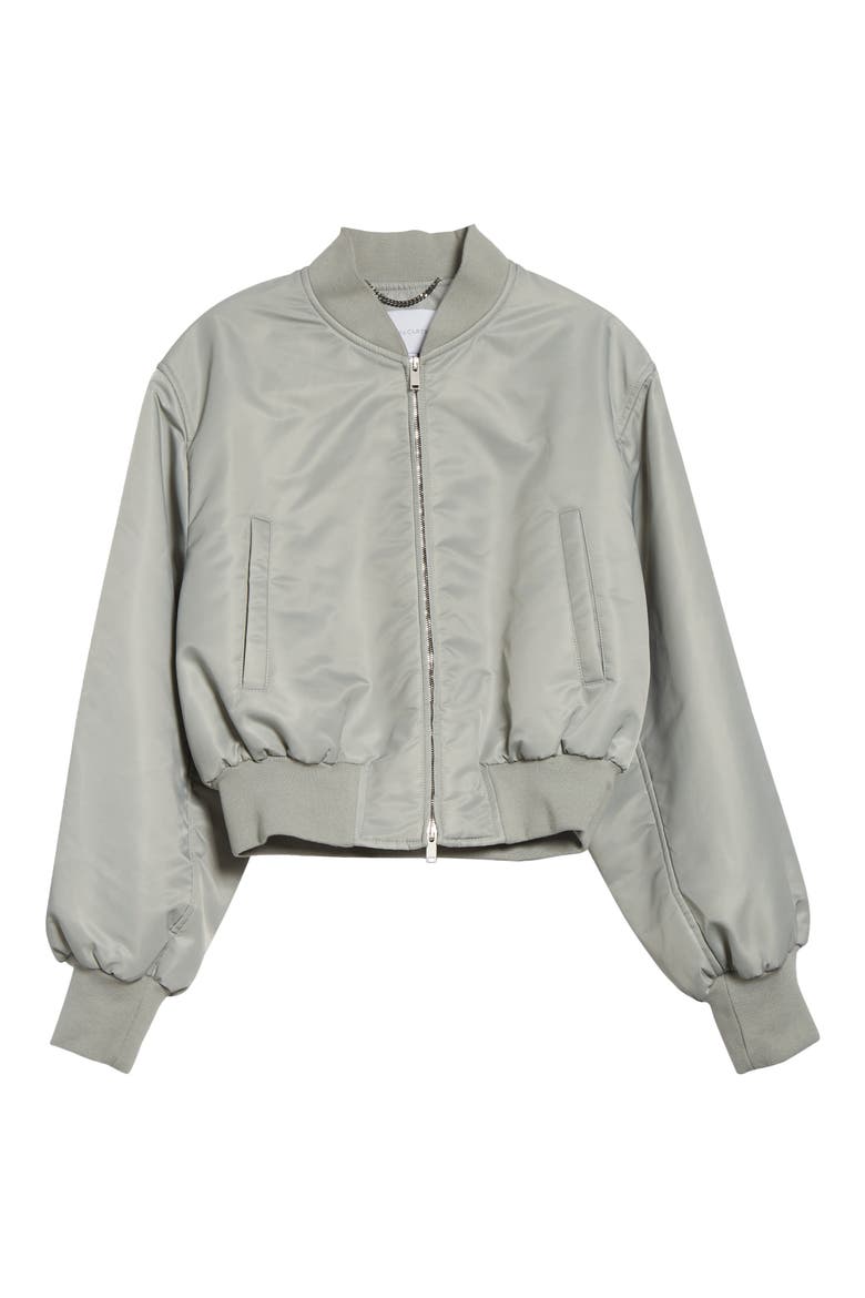 Nylon Crop Bomber Jacket, Alternate, color, SAGE