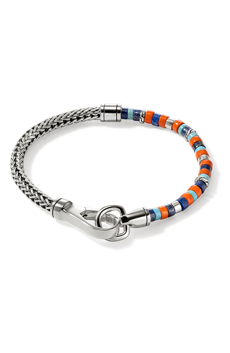 John Hardy Heishi Chain Bracelet, Alternate, color, Silver/Blue/Orange