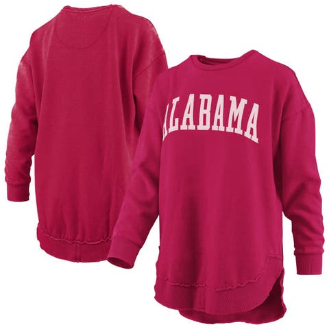 Women's Pressbox  Crimson Alabama Crimson Tide Melange Poncho Vintage Fleece Long Sleeve Pullover Sweatshirt