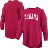 PRESSBOX Women's Pressbox Crimson Alabama Crimson Tide Melange Poncho Vintage Fleece Long Sleeve Pullover Sweatshirt