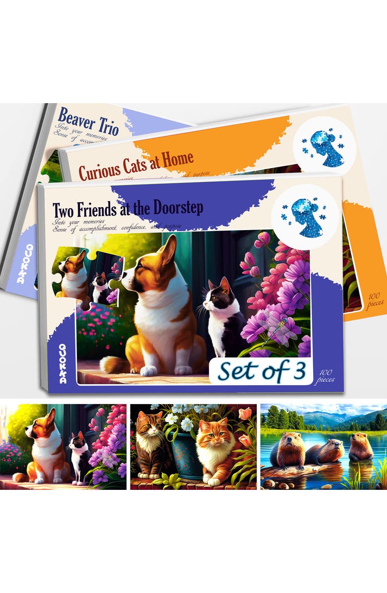 Quokka Dementia Puzzle Set for Adults - Large Piece Jigsaw Puzzles for Seniors, Main, color, Riverside, Platform, Animals