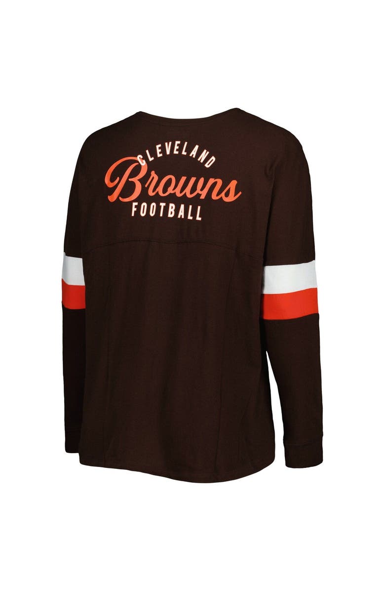 New Era Women's New Era Brown Cleveland Browns Plus Size Athletic Varsity Lace-Up V-Neck Long Sleeve T-Shirt, Alternate, color, Brown