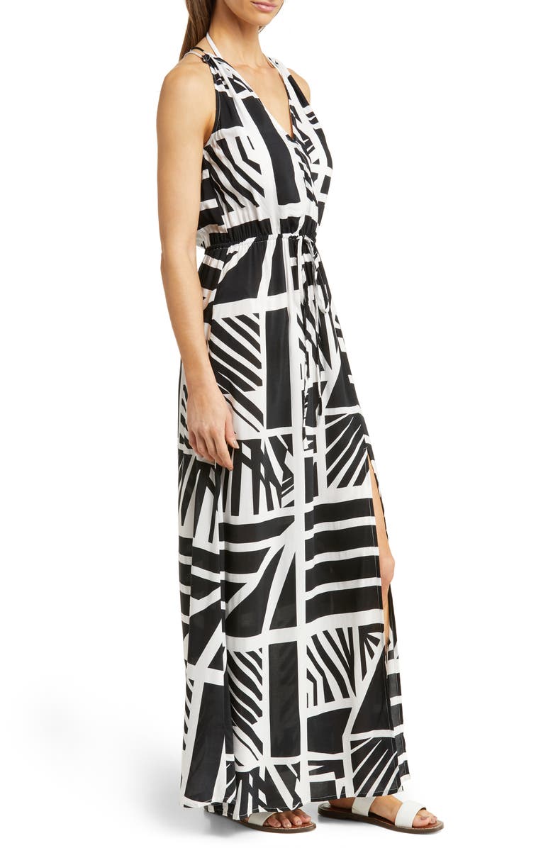 Elan Cover-Up Maxi Dress, Alternate, color, Black Barbados Print