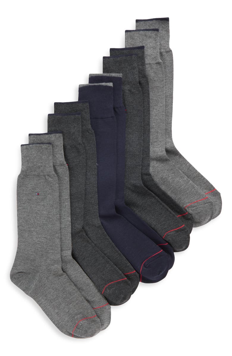 Tommy Hilfiger 5-Pack Assorted Dress Socks, Main, color, Black/Grey