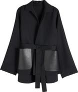 Alaïa Leather Pocket Virgin Wool Wrap Jacket