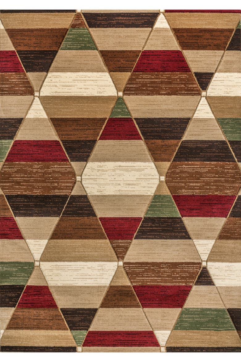 Kehoe Retro Diamonds Geometric Area Rug, Alternate, color, Red/Brown/Cream