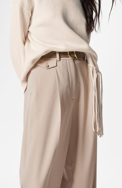 & Other Stories Creased Straight Leg Wool Blend Pants In Beige Medium Dusty