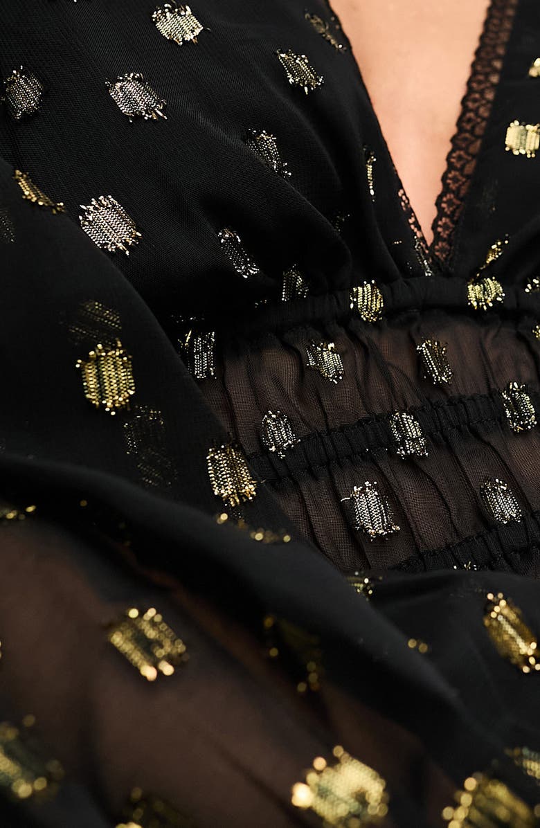 ASOS DESIGN Metallic Accent Blouson Sleeve Top, Alternate, color,