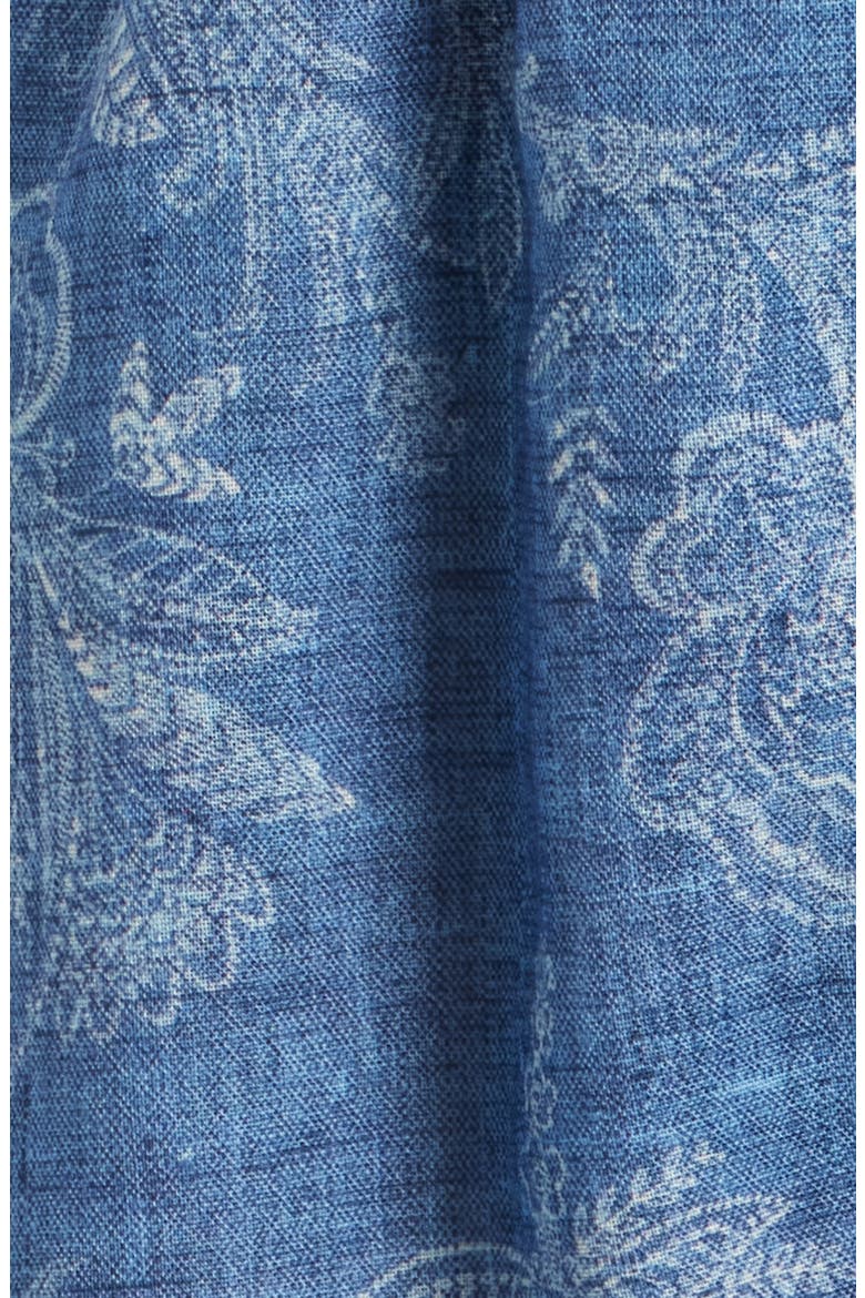 Floral Pleated Waist Long Sleeve Shirtdress, Alternate, color, BLUE