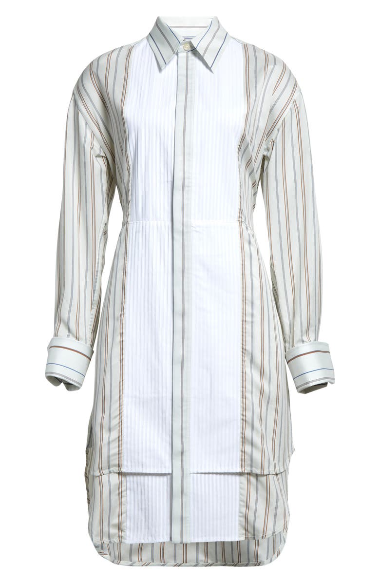 Victoria Beckham Stripe Plastron Long Sleeve Shirtdress, Alternate, color,