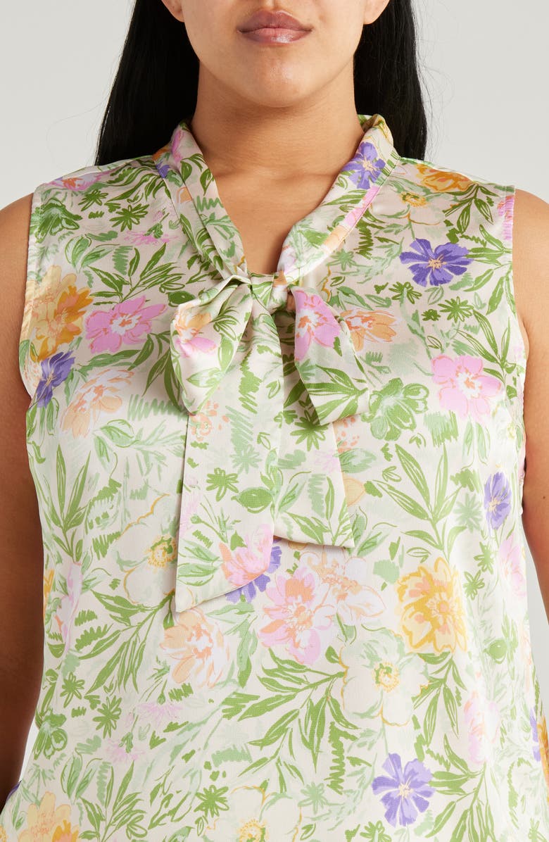 Tahari ASL Floral Bow Neck Sleeveless Top, Alternate, color, Floral Multi