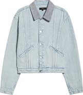 PURPLE BRAND Contrast Collar Denim Trucker Jacket