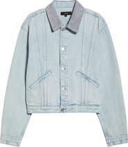 PURPLE BRAND Contrast Collar Denim Trucker Jacket
