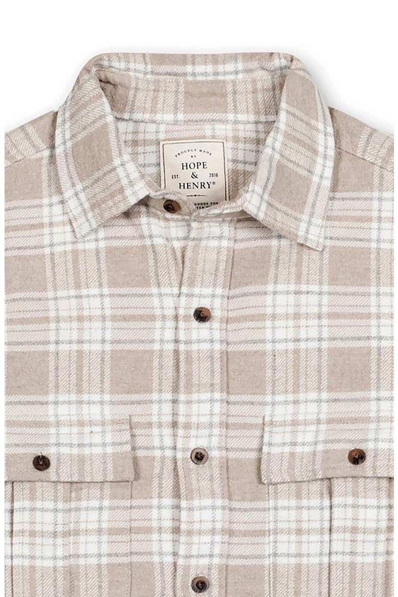 Organic Flannel Double Pocket Button Down Shirt, Alternate, color, Taupe Heirloom Plaid