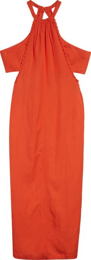 【海外限定】REISSワンピース☆Erika Halterneck Woven Midi Dre Reiss Erika Whipstitch Halter Dress in Orange | Lyst