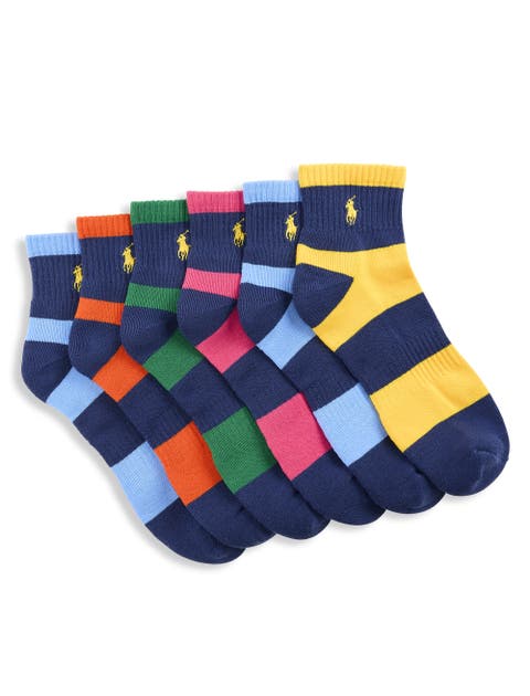 Big & Tall 6-pk Rugby 1/4-Top Socks