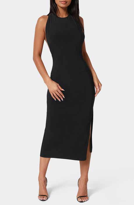 bebe Open Back Halter Neck Dress