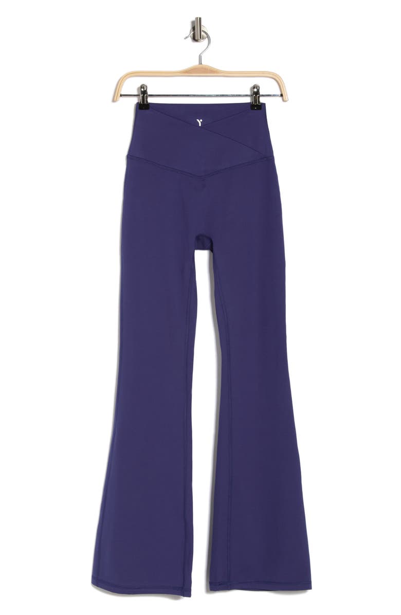 YOGALICIOUS Sophia Crossover Flare Leggings, Alternate, color, Blue Ribbon