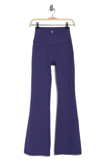 Yogalicious Sophia Crossover Flare Leggings In Blue