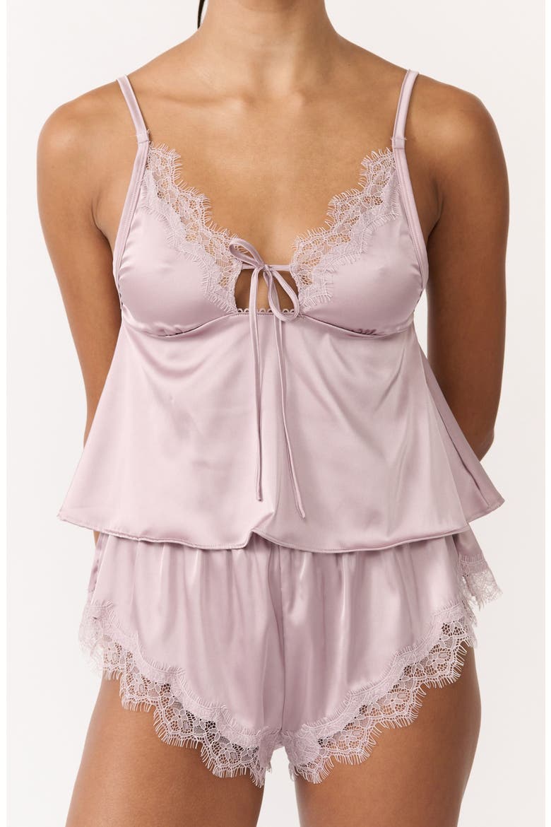 Sorrento Lace Trim Satin Camisole, Main, color, LIGHT PURPLE