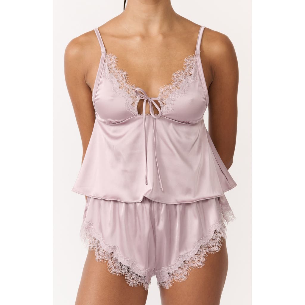 Kat The Label Sorrento Lace Trim Satin Camisole In Pink