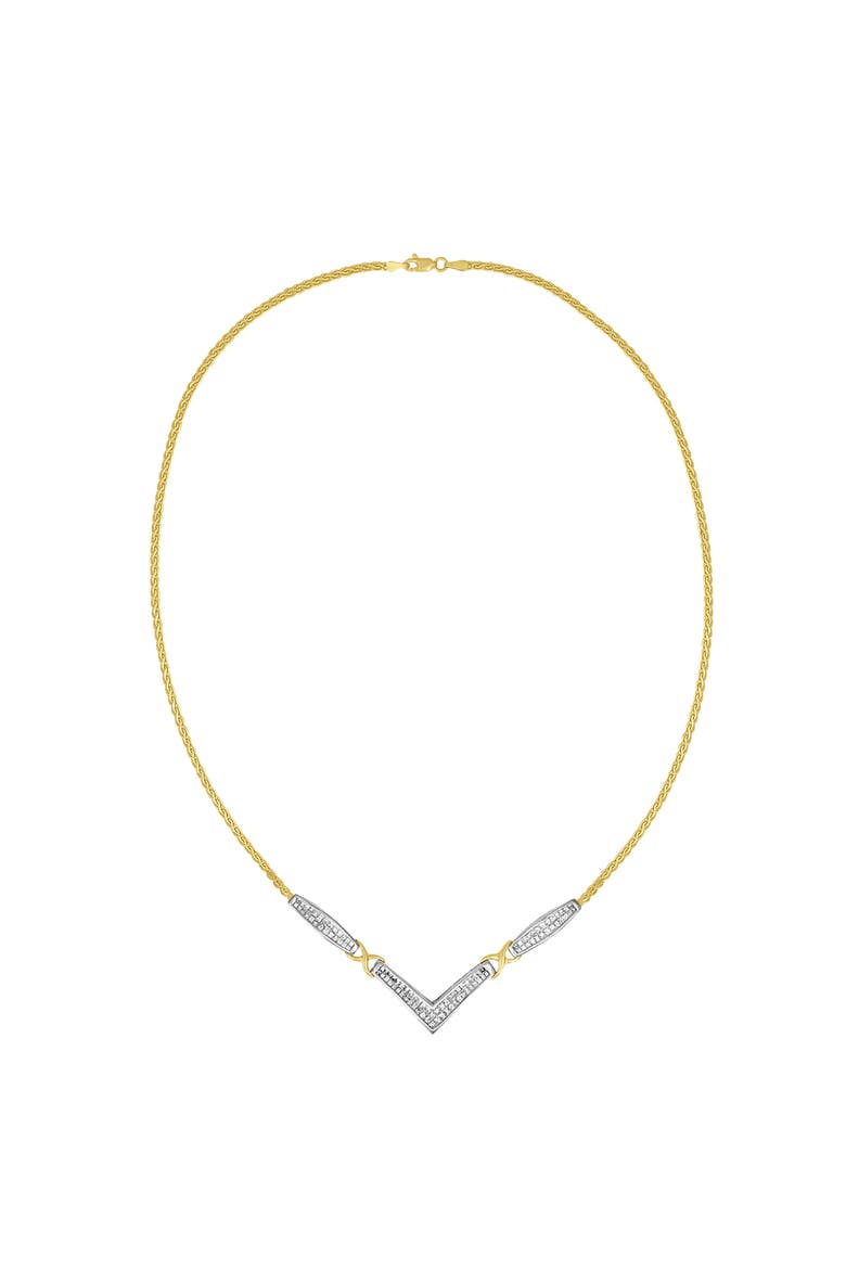 14K Gold 2.0 Ctw Diamond Flared and X-Station V Shaped Franco Chain Necklace, Alternate, color, Yellow