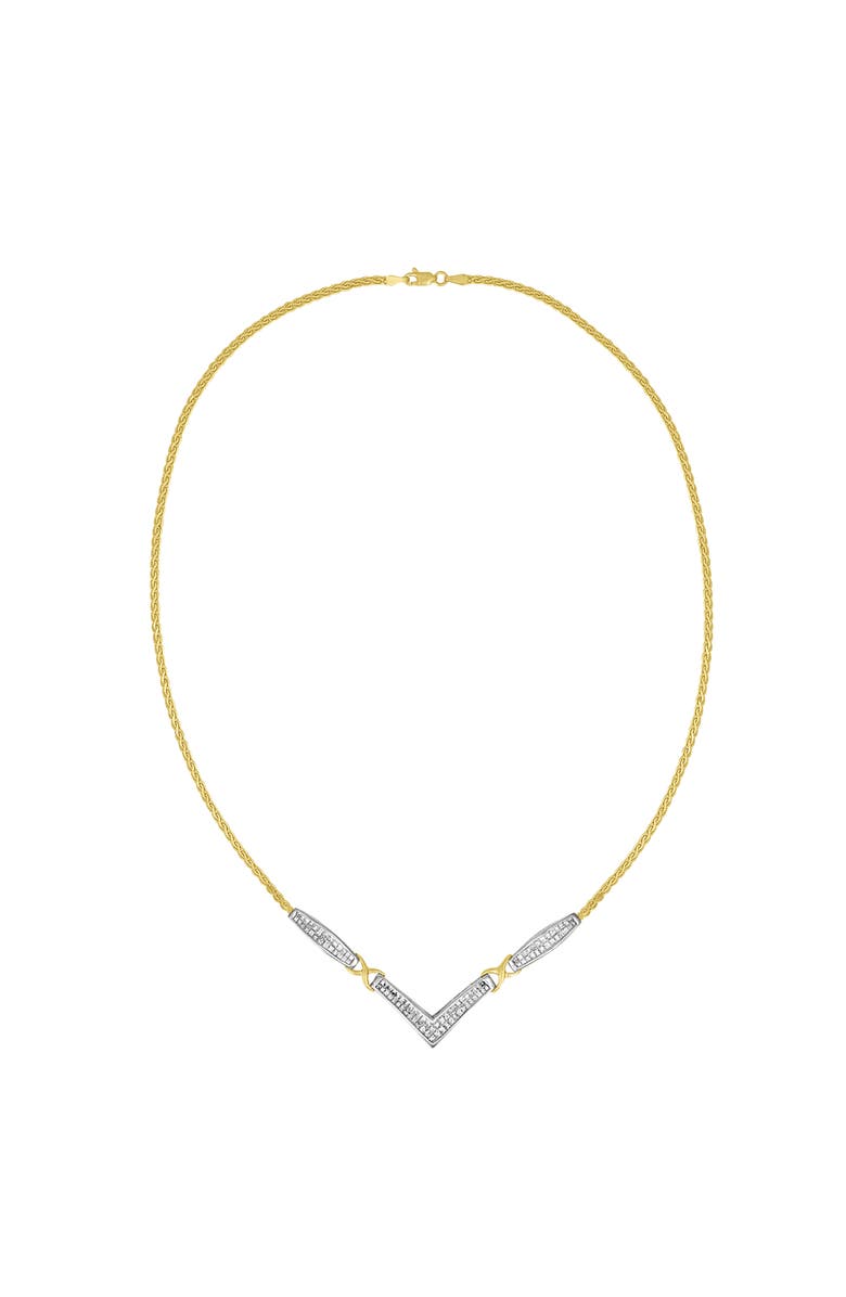 Haus of Brilliance 14K Gold 2.0 Ctw Diamond Flared and X-Station V Shaped Franco Chain Necklace, Alternate, color, Yellow