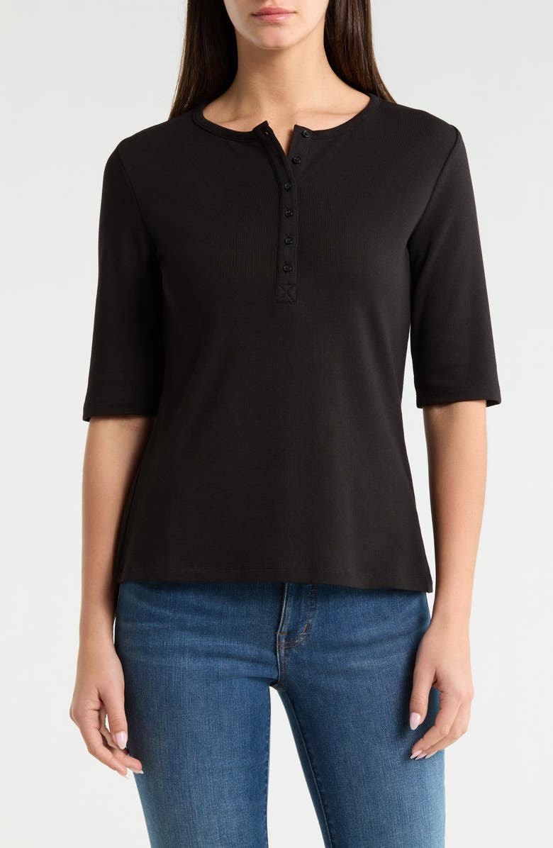 NYDJ Rib Henley, Main, color, Black