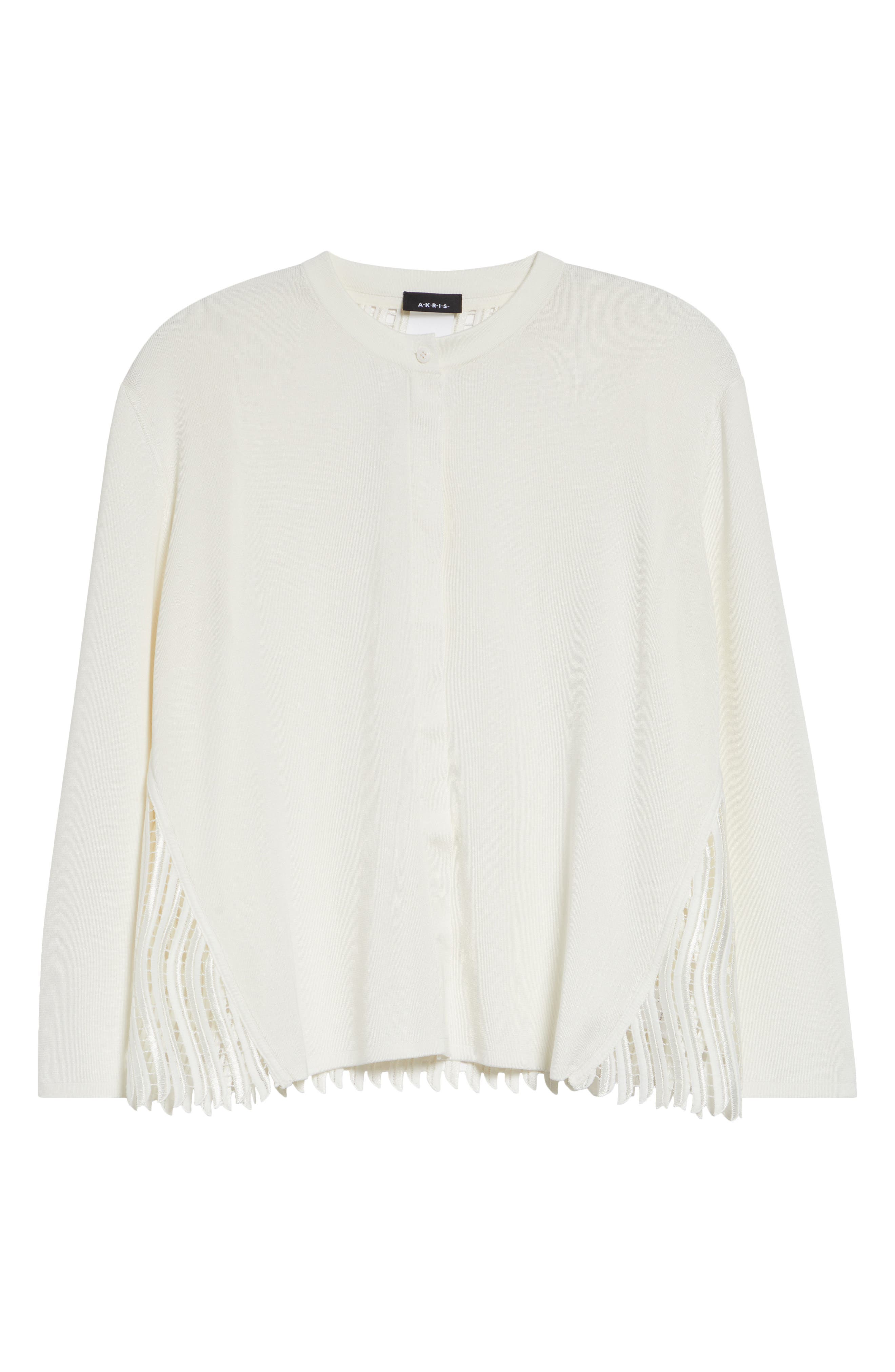 Guipure Lace Back Silk Cardigan