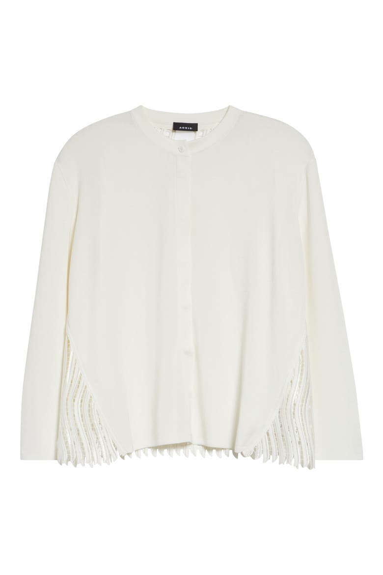 Guipure Lace Back Silk Cardigan, Main, color, ECRU