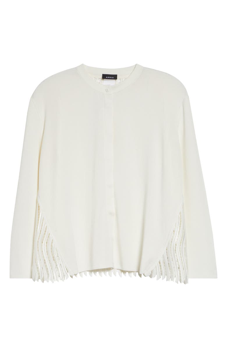 Akris Guipure Lace Back Silk Cardigan, Main, color, Ecru