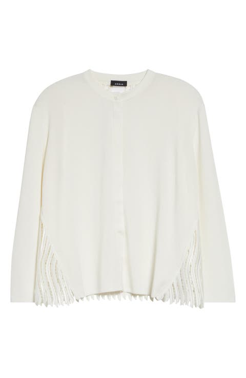 Guipure Lace Back Silk Cardigan