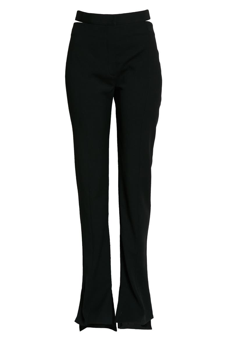 Cutout Step Hem Wool Twill Pants, Alternate, color, BLACK