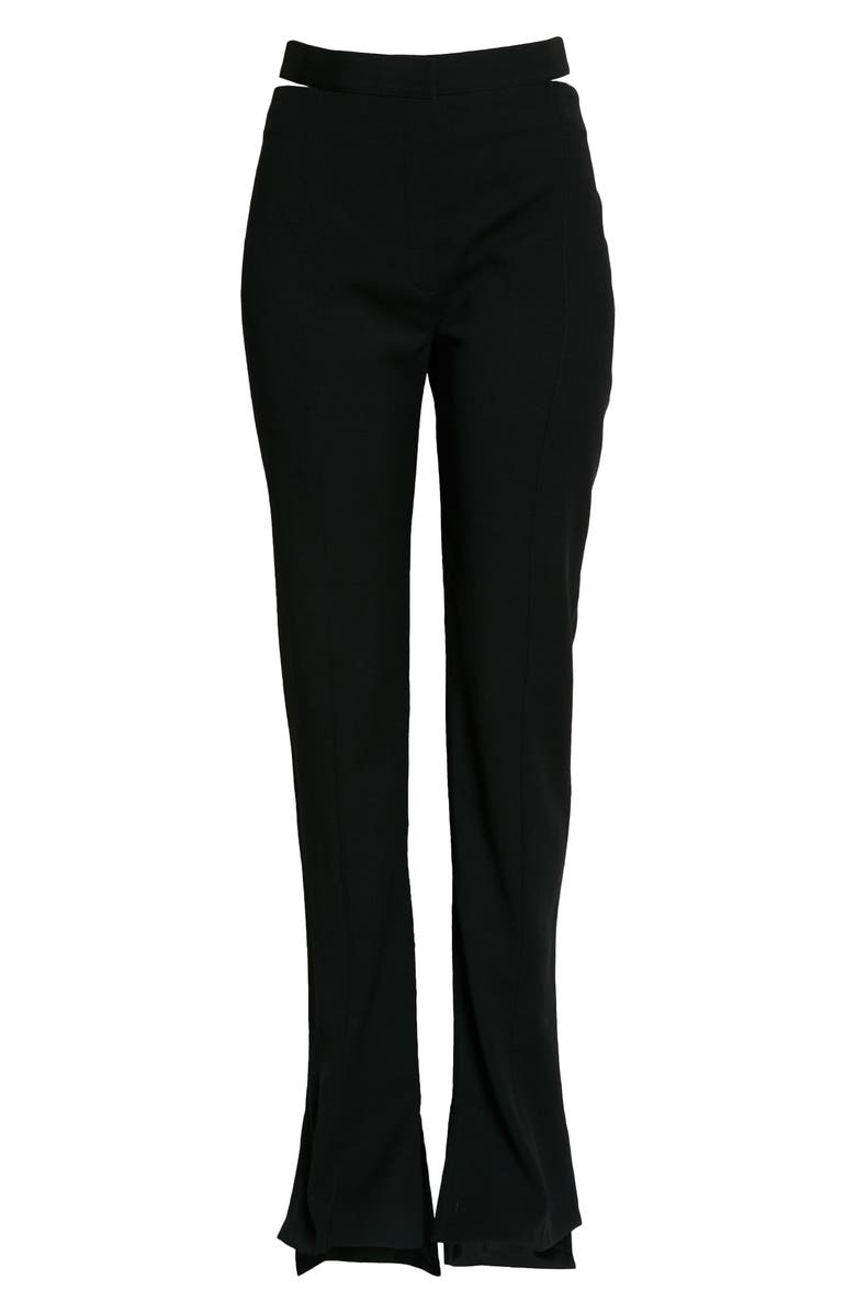 MUGLER Cutout Step Hem Wool Twill Pants, Alternate, color, 