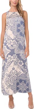 Vince Camuto Mixed Print Sleeveless Maxi Dress