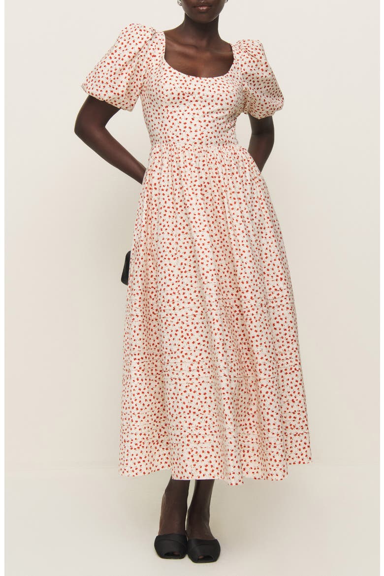 Everlyn Puff Sleeve Stretch Organic Cotton Maxi Dress, Main, color, FRESCA