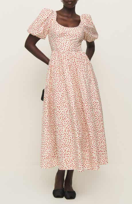 Everlyn Puff Sleeve Stretch Organic Cotton Maxi Dress