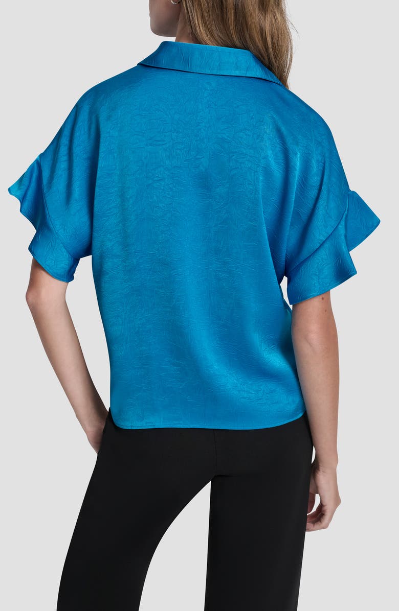 DKNY Crinkle Button-Up Shirt, Alternate, color, Ocean Blue