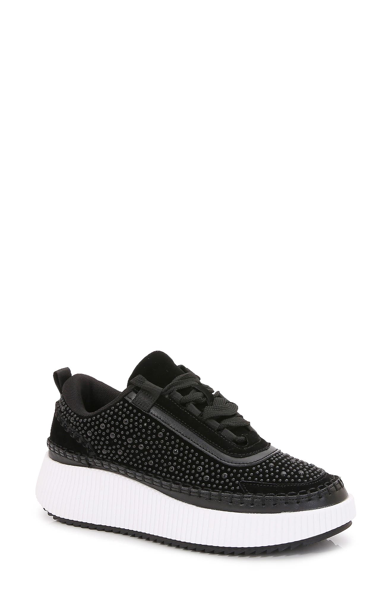 BERNESS Willow Pearl Studded Sneaker, Main, color, Black