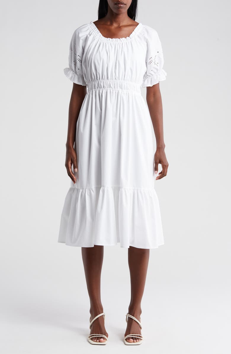 Nanette Lepore Amber Off the Shoulder Midi Dress, Main, color, 