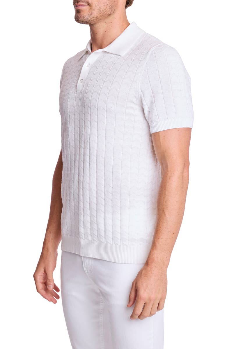 PAISLEY & GRAY Zigzag Knit Polo, Alternate, color, White Lotus