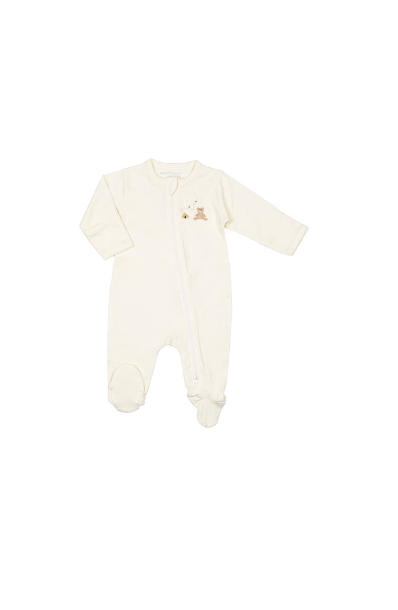 Wild Wawa Pima Embroidered Footie, Main, color, Honey Bear