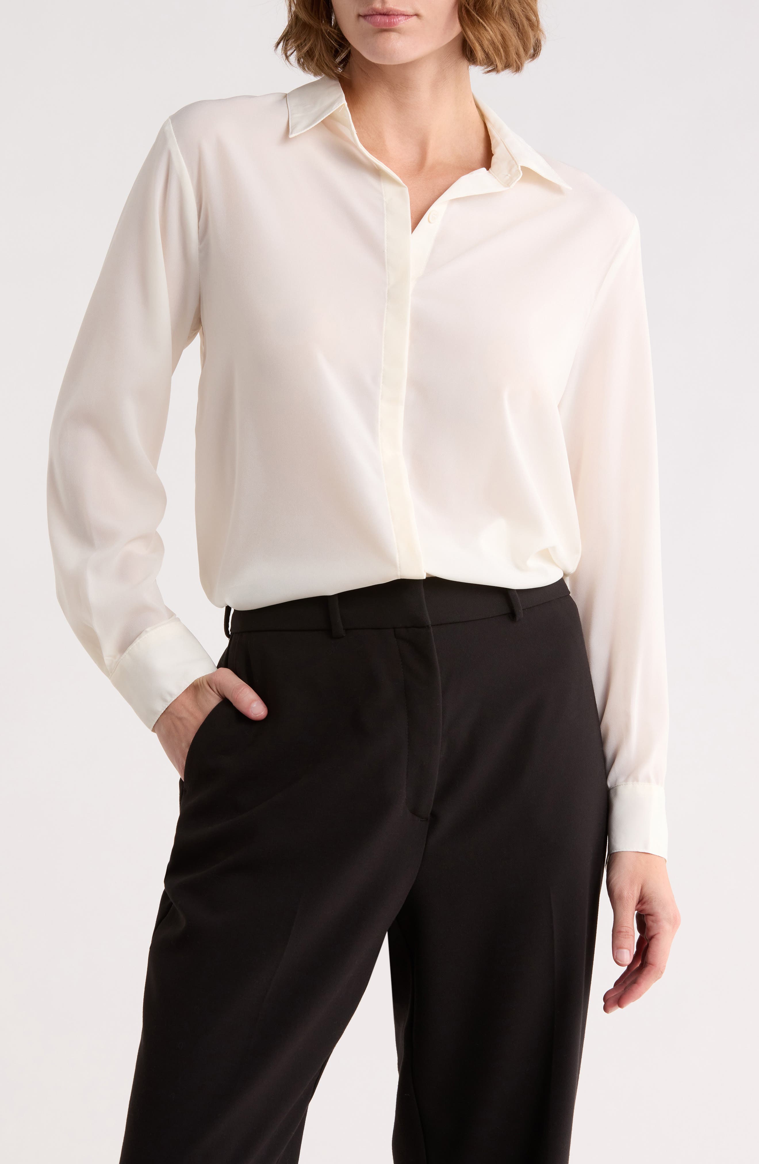 T Tahari Hidden Placket Long Sleeve Shirt