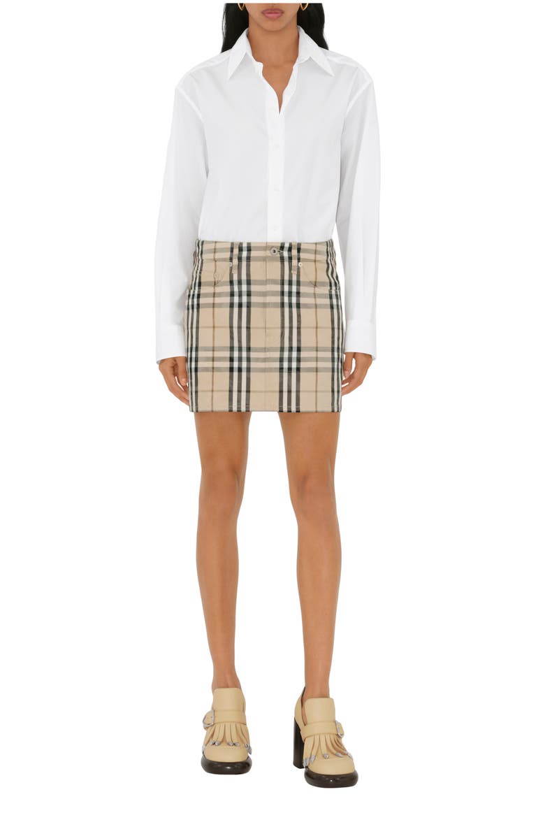 Burberry Check Denim Mini Skirt, Main, color, 