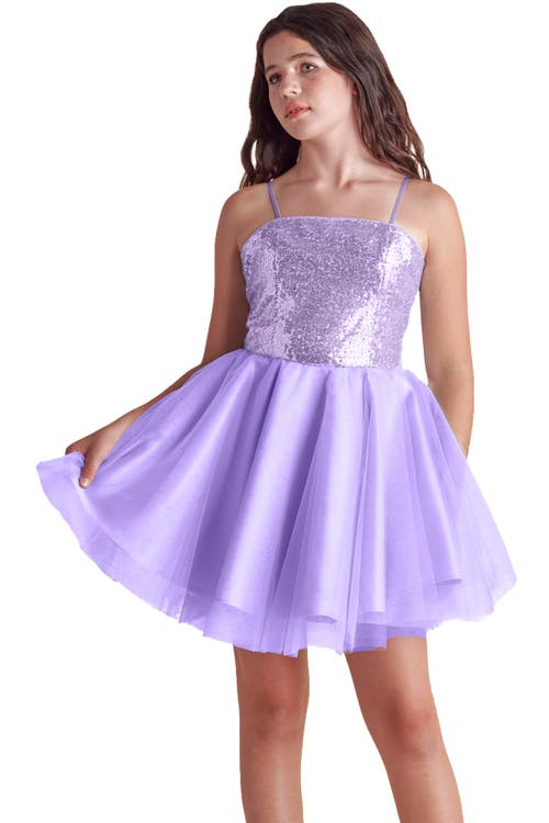 Un Deux Trois Sequin And Tulle Party Dress In Purple