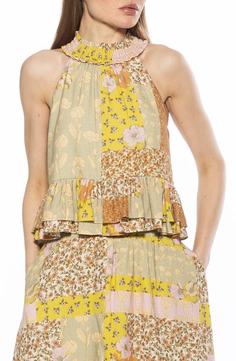 Roth Smocked Ruffle Halter Top