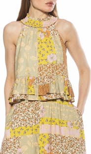 Alexia Admor Roth Smocked Ruffle Halter Top